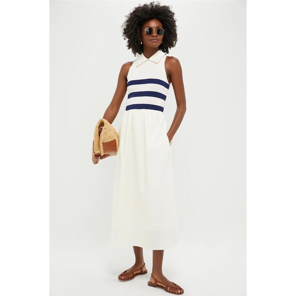 Tuckernuck Ivory Blue Stripe Marina Midi Dress XXL